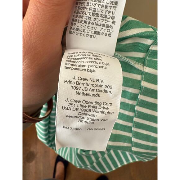 J. Crew Green & White Striped Dress Size 12P - Picture 8 of 11